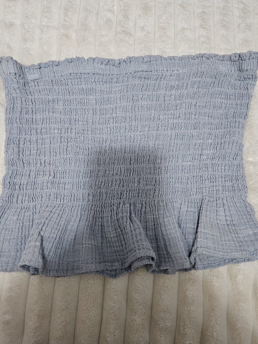 American Eagle Light Blue Cropped & Ruffled Elastic Tube Top, Size XL